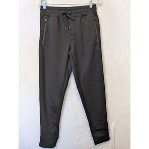 LEG3ND Mens Black Slim Tapered Joggers Sweatpants Zip Pockets Size Small